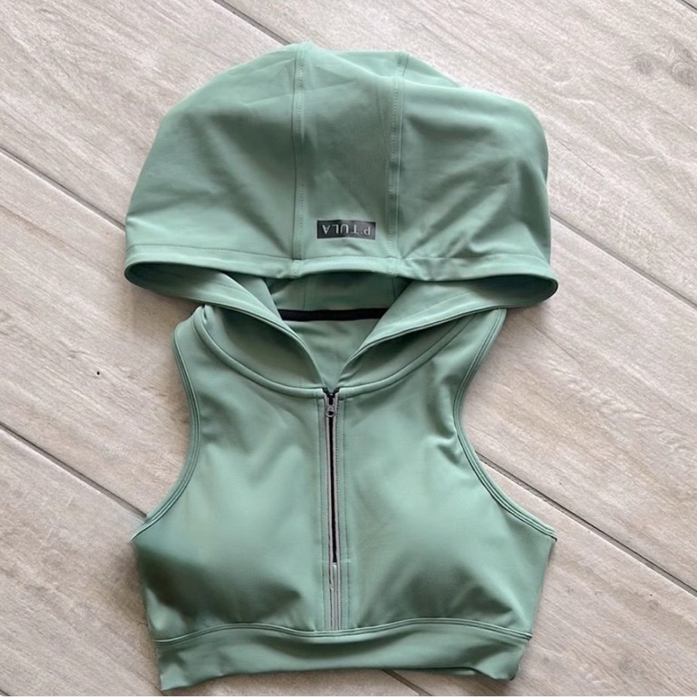 P’Tula Women's Green Hooded Crop Top